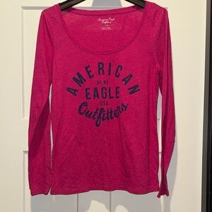 American Eagle Outfitters Women's Fuchsia Long Sleeve Tee